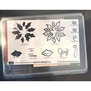 VTG Rare 1999 Stampin Up! Pretty Poinsettia stamp set Christmas